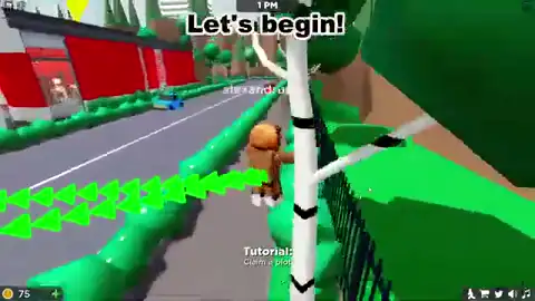 Pet Store Tycoon player walking the road toward an empty plot with the Twitter bird visible on the HUD