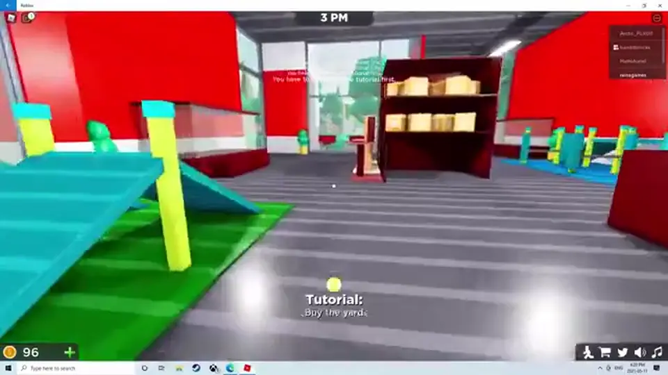 Pet Store Tycoon play-room shelves and ramps with a Tutorial Buy the yard marker