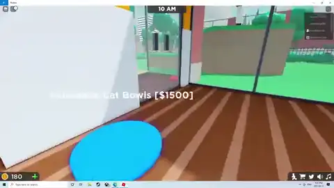 Pet Store Tycoon player filling or approaching a food bowl in the cat room