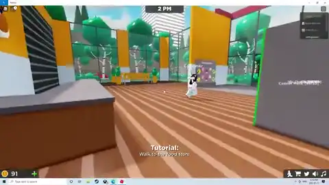 Pet Store Tycoon customer in the shop lobby while Coins sit on the HUD
